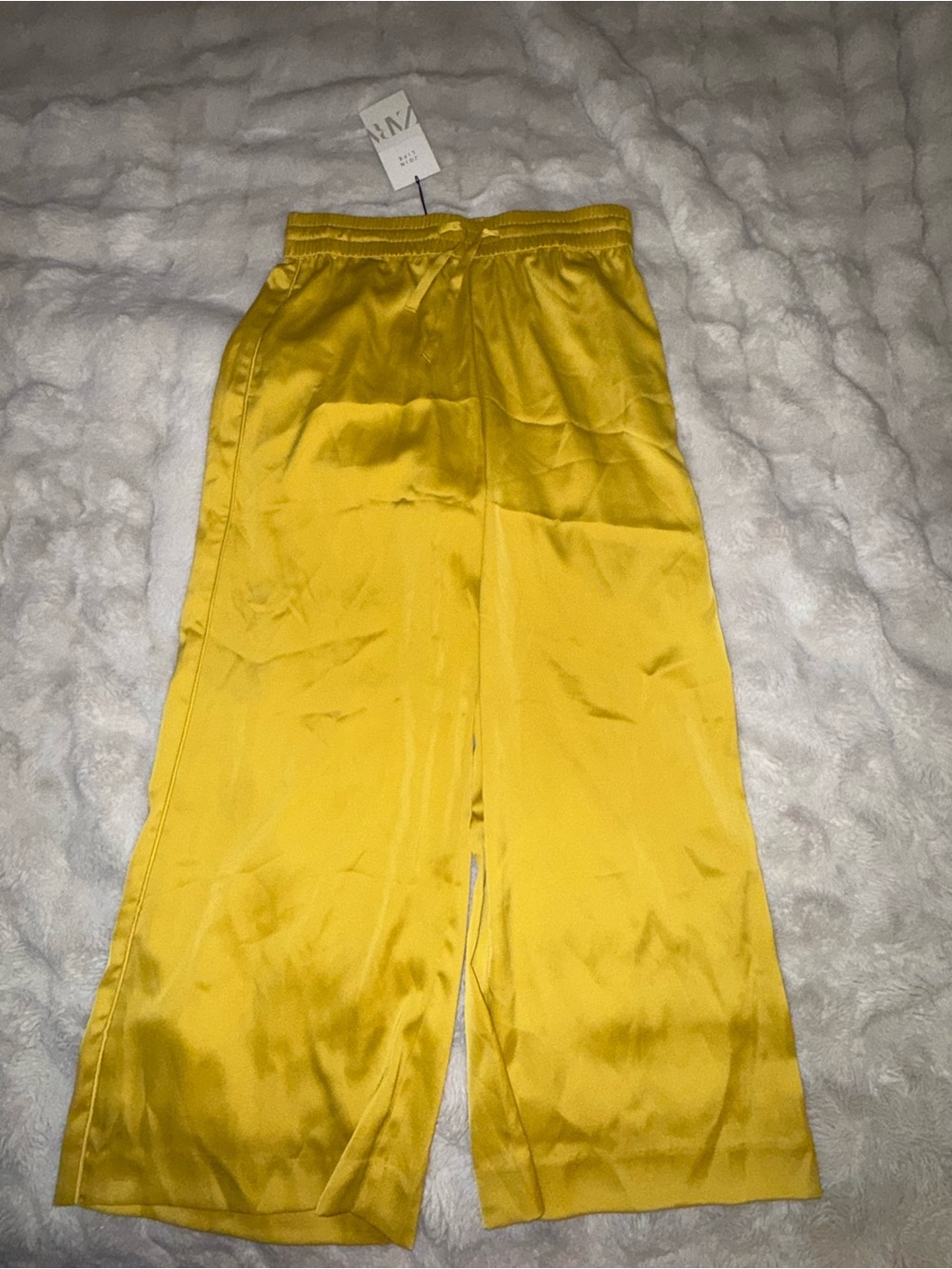 Zara Yellow Satin Wide-Leg Casual Pants